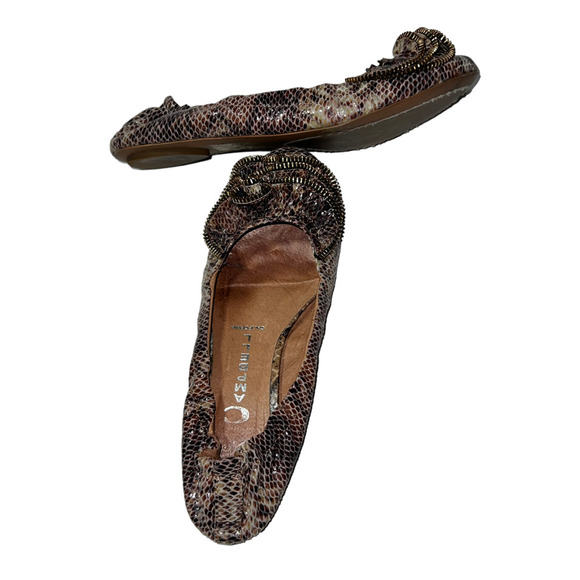 Jeffrey Campbell Brown Python Snake Ballet Flats Leather Zipper 7 - Picture 5 of 8